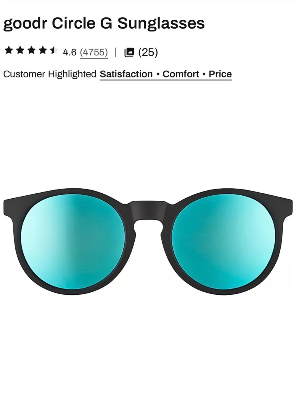 Goodr Polarized Women’s Black Frame Sunglasses with Blue Mirrored Lenses